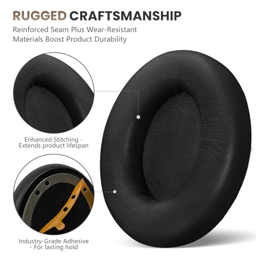 Studio Pro Headphone Ear Pads, Replacement Earpads/Cushions for Beats Studio Pro, with Premium Protein Leather, Resilient Memory Foam, Added Thickness - color: Black