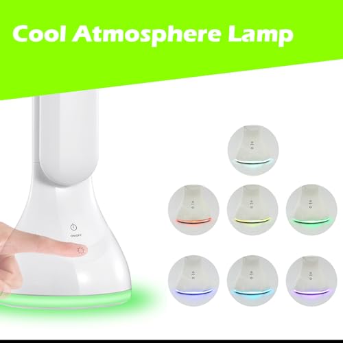 IHAO 7-Color Gradient Ambient Desk Lamp with LED Display Eye-Caring LED Table Lamp with Calendar, Temperature Display, Multi-Angle Adjustable Modern Office Lamp for Home & Office T19A White - color: Table Lamp T19A White