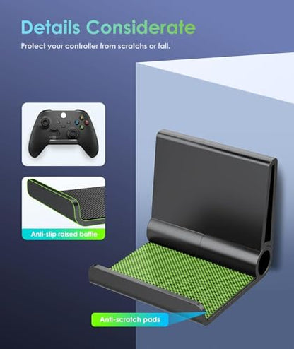 4 Pack Foldable Controller Wall Mount Holder, Xbox Controller Stand , Compatible with Xbox Switch, Adhesive/Screw,Remote Accessories, Keyboard Holder,Wall Mount Storage, Headphone & Headset Hanger - color: Black