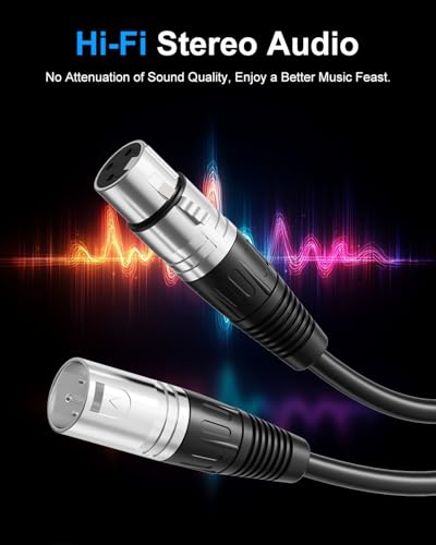 2‑Pack 6ft XLR Cables, Professional Microphone Cable, Male‑Female - size: 6ft