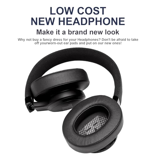 E55BT Replacement Ear Pads Ear Cushions Compatible with JBL E55BT E55 (E55 BT) Over-Ear Wireless Headphones Softer Protein Leather Noise Isolation Memory Foam Earpads Ear Cups Cover (Black) - color: Black