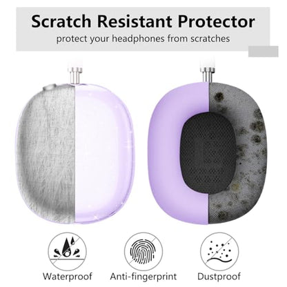 for AirPods Max case Cover,Anti-Scratch Ear Pad Case Cover/Ear Cups Cover/Headband Cover for AirPods Max. Clear Soft TPU and Silicone,Skin Scratch Proof. - color: 3PC-Glitter Light purple