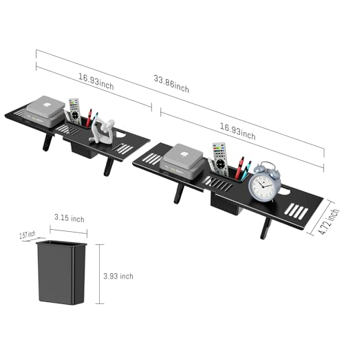 Adjustable Steel TV Top Shelf for Soundbar, Floating TV Stand | Universal Monitor Shelf for Soundbar, Game Console, Cable Box, Router Shelves (33.86"x4.7" with Boxes) - style: 33.86"x4.7" with boxes