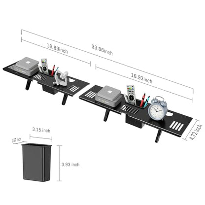 Adjustable Steel TV Top Shelf for Soundbar, Floating TV Stand | Universal Monitor Shelf for Soundbar, Game Console, Cable Box, Router Shelves (33.86"x4.7" with Boxes) - style: 33.86"x4.7" with boxes
