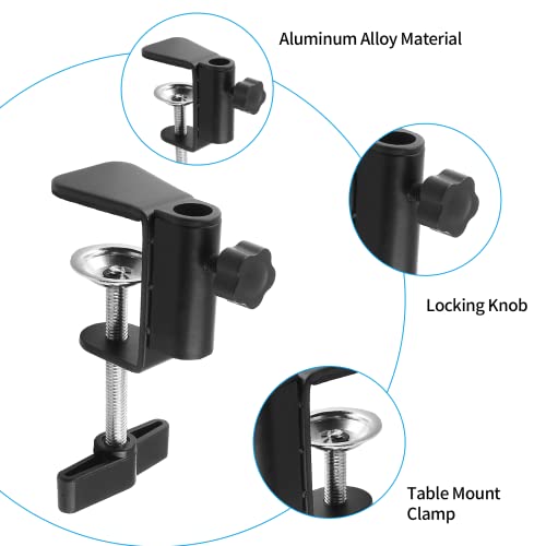 C-Clamp Base Stand Mounting Accessory, Metal Black | Table Mount Clamp, Desk Light Clamp Mount Holder, For Desktop Lamp Monitor Microphone Mic Arm Mount Stand