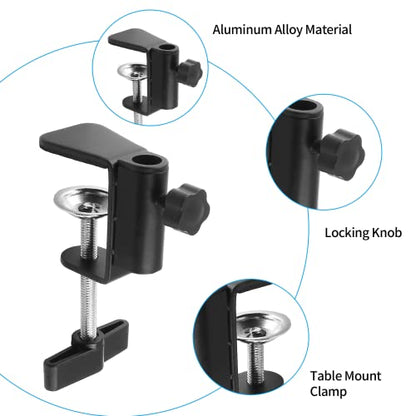 C-Clamp Base Stand Mounting Accessory, Metal Black | Table Mount Clamp, Desk Light Clamp Mount Holder, For Desktop Lamp Monitor Microphone Mic Arm Mount Stand