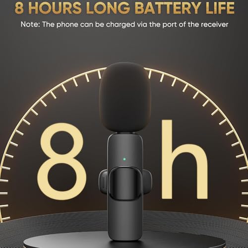 Wireless Lavalier Microphone for iPhone, ipad, Lapel Microphone for Video Recording, Clip on Wireless mic for Podcast, Interview, YouTube, Vlog, Tiktok, Live Streaming (2 Mics - Lightning, Black)