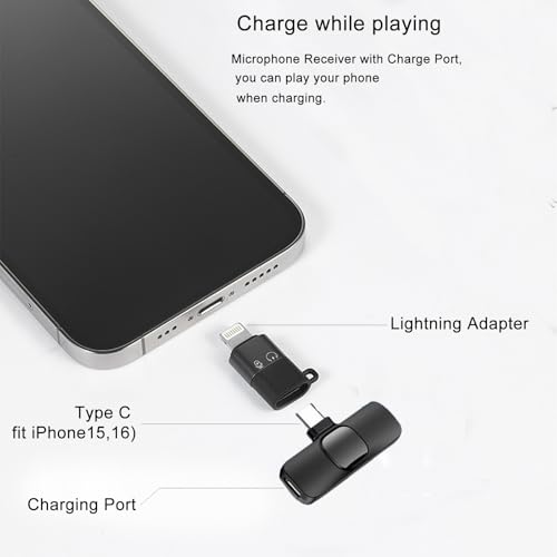 Professional Wireless Lavalier Microphone for iPhone, iPad, Android Phone, Mini Microphone, Wireless Lapel Mic for Video Recording, Interview Podcast Vlog YouTube Tiktok for Content Creators