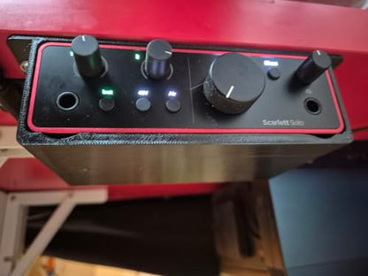 Under Desk Mount for Focusrite Scarlett Solo 4th Gen | No-Tool Slide-In Bracket | No Need to Remove Rubber Feet | Under Desk Audio Interface Holder (Black) - color: Black