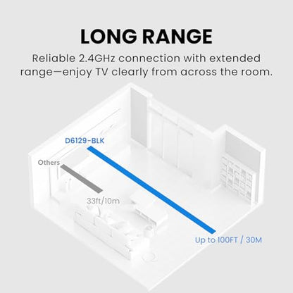 Avantree Duet - Dual Wireless Headphones for TV Watching | Clear Voice & Loud Volume for Seniors and Hard of Hearing, Easy Plug & Play Setup, with 2.4GHz RF Transmitter & Charging Dock