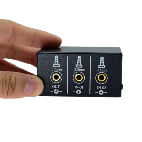 1/8" 1 in 2 Out or 2 in 1 Out Audio selector 3.5 mm TRS Stereo Channel 2 Splitter switcher Box Switching No External Power No Noise - size: 2way-3.5mm