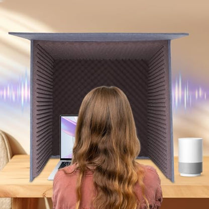 Desktop Soundproof Cover, 80x80cm Portable Vocal Isolation Booth with Acoustic Foam, Microphone Isolation Booth Cube, Noise Reducing Shield for Microphone, Streaming, and Office Privacy (Purple) - color: Purple
