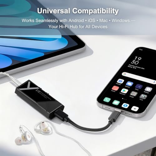 Surfans X10 Portable Headphone Amplifier, USB-C Dongle DAC & DAC Amp with 3.5mm SE/4.4mm Balanced Outputs, 522mW ES9028Q2M Hi-Res Audio Adapter for IEMs, iPhone, Android, PC/Mac, Blue - color: Blue