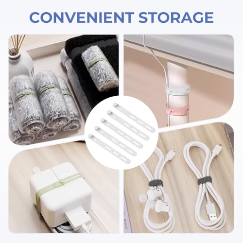 10 Pack Reusable Silicone Cable Ties - Adjustable Cord Organizer for Earphone, Phone Charger, Computer Cords - Office, Home Organization and Storage, Travel Essentials