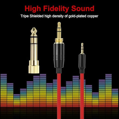 QC45 Coiled Audio Cable,Replacement Audio Cable Cord Compatible with Bose QC45/QC35/QC35 II/NC700 Headphones,2.5mm to 3.5mm(1/8") Extension Wire with 6.35mm(1/4") 6-16ft (Red) - color: Red