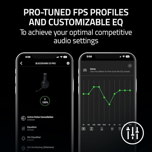 Razer BlackShark V3 Pro Wireless ANC Gaming Headset for PC, Black | Full Band Mic, 50mm Drivers, 2.4 GHz, Bluetooth, USB, 3.5mm, Works with Mac, PS5, Nintendo Switch, Smartphone, 70 Hr Battery - color: Black, style: PC