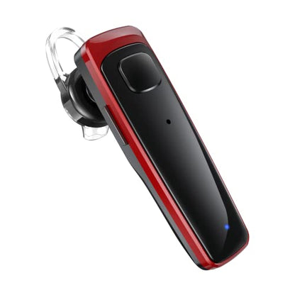 ADADPU Bluetooth Headset - V5.0 Wireless Handsfree Earpiece Built-in Dual Mic Noise Cancelling, 10 Days Standby 16Hrs HD Talktime Ultralight Ear Buds for iPhone Android Cellular Phone Laptop(Red) - color: Red