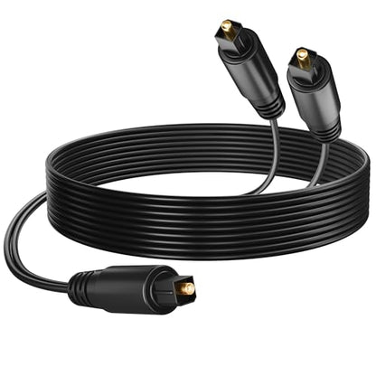 HiFind 2 Way Digital Optical Audio Splitter Cable 6 Ft, 1 in 2 Out Toslink SPDIF Fiber Optic Adapter for HDTV, DVD, Home Theater, Soundbar, Amplifier Receiver Xbox, PS5/PS4- Unidirectional - size: 6FT, style: 2 Male Out