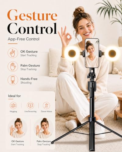 UBeesize 71" Vlogging Kit, Face Tracking Tripod, Desk Stand, Mics & Light - size: 71in