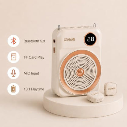 Voice Amplifier for Teachers with Dual Magnetic Wireless Lavalier Microphones & Noise Reduction - Bluetooth Portable Rechargeable Speaker for Classroom, Meetings, Yoga, Speeches