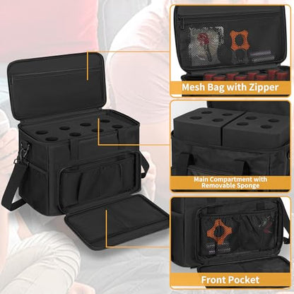 IBVIVIC 8 Slots Wireless Microphone Case with Foam, Microphone Carry Bag | Mic Storage Travel Bag with Shoulder Strap for Singing Party, Travel, Performances, Hosting, Black - size: 8 Slots