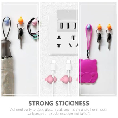 Homoyoyo Duck Self-Adhesive Cable Clips 8 Pcs Cartoon Cable Holders for Desk Wall and Car Cute Cord Management for Charger Cables and Wire Organization Compact Manager