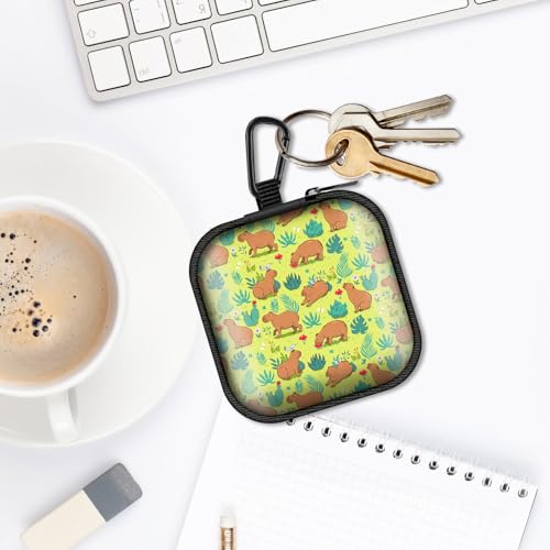 Square Data Cable Earbud Charger Coin Storage Bag Shockproof and Drop-Proof EVA Material Compatible with AirPod(Green Grazing) - color: Green Grazing