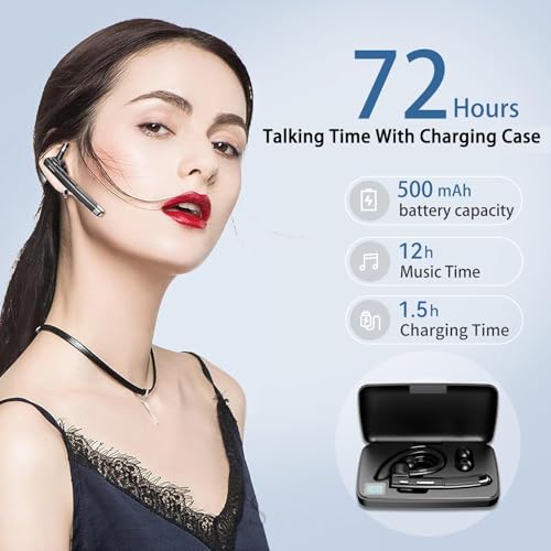 Wireless Headset with Mic for Work | Single-Eart Lightweight Earhook Design, IP55 Waterproof, 8H Battery for Driving, Music & Business Calls - size: T520