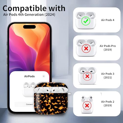 Compatible with AirPods 4th Generation Case 2024, Shockproof Cover with Golden Buckle for Women & Girls, Protective Anti-Drop Design(Cute Luxury Leopard) - color: Cute Luxury leopard