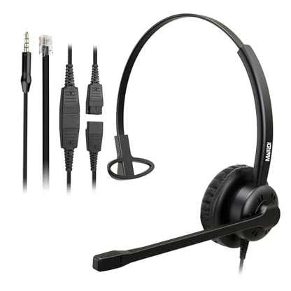 MAIRDI Office Headset with RJ9 Jack for Cisco Phone, Including 3.5mm Jack for Cell Phone PC Laptops, Mono Telephone Headset with Noise Canceling Microphone for Call Centers Landline Deskphone - style: Monaural