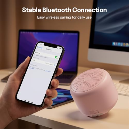 Bobtot Portable Bluetooth Speakers Mini Speaker with Strap Easy to Carry | Wireless IPX5 Waterproof with Loud Stereo Sound, 20 Hours Playtime, Rechargeable Battery, Built-In Microphone, Pink - color: Pink