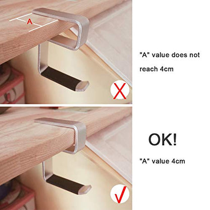 Office Computer Desk Aluminum Hook Clamp-On Desk Headphone Holder/Backpack Hook/Provides A Convenient Place to Hang Headset Or Bag (for 3CM Board)