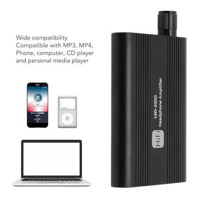Portable Headphone Amplifier, 16-300Ω Earphone Amp with 2 Stage Gain, 3.5mm AUX in/Out, 1500mAh Battery, Volume Control, for MP3 MP4 Phone Computer