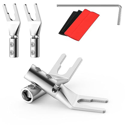 4PCS Spade Connector,45 Degree Pure Copper Audio Fork Y Spade Plug DIY with Heat Shrink Tubing and Hex Wrench,Double Screw Locking Speaker Cable Plug for Speaker Cables(Rhodium Plated) - color: Rhodium Plated with Heat Shrink Tube