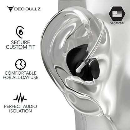 Decibullz Custom Molded Security Radio Surveillance Earpiece Set, Thermo-Fit Designed for Clear Acoustic Tube Radios, Isolation - style: Isolation Earpieces