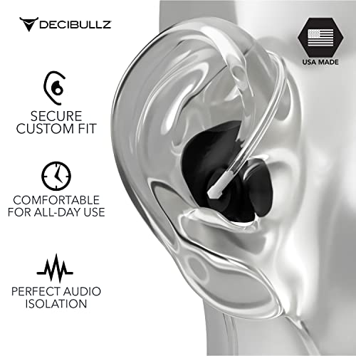 Decibullz Custom Molded Security Radio Surveillance Earpiece Set, Thermo-Fit Designed for Clear Acoustic Tube Radios, Isolation - style: Isolation Earpieces