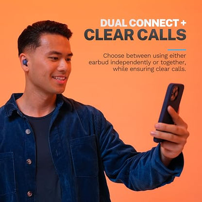 JLab Go Air Pop+ True Wireless Earbuds, in Ear Headphones, Bluetooth Earphones, 35H Playtime Ear Buds, Bluetooth Earbuds with Microphone, USB-C Charging Case, Dual Connect, EQ3 Sound, Navy Blue | Bluetooth Earbuds, In Ear Wireless with Microphone, Chargin