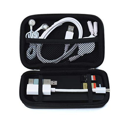 eBigValue Black Nylon 5.2 Inch Earphone Case Pouch Organizer Bag for Earbuds Cables Chargers USB Drives Memory Cards Portable Hard Drives and Small Gadgets