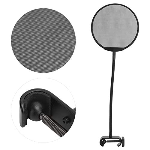 Microphone Filter, Microphone Wind Screen, Adjustable 5 Microphone Filter, Gooseneck Clip Steel Mic Mesh (All Black)