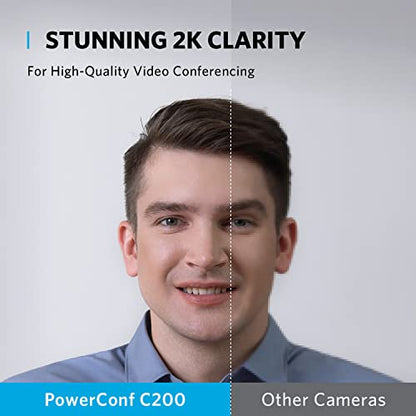 Anker PowerConf C200 2K Webcam for PC/Laptop/Mac, Low-Light Correction | Conference Microphone, 360° Voice Coverage, Smart Voice Enhancement, Powerful Sound, Desktop PC Speaker, Online Meetings