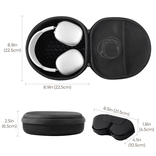 ProCase AirPods Max & AirPods Max 2 Travel Case with Sleep Mode Cover | Shockproof EVA Shell with Soft Lining, Mesh Pocket, Hand Strap & Carabiner for Travel - Black - color: Black, size: Sleep Mode Version