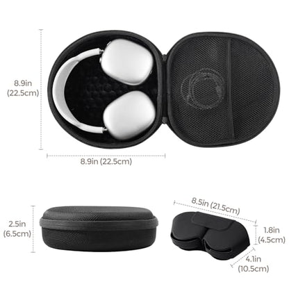 ProCase AirPods Max & AirPods Max 2 Travel Case with Sleep Mode Cover | Shockproof EVA Shell with Soft Lining, Mesh Pocket, Hand Strap & Carabiner for Travel - Black - color: Black, size: Sleep Mode Version