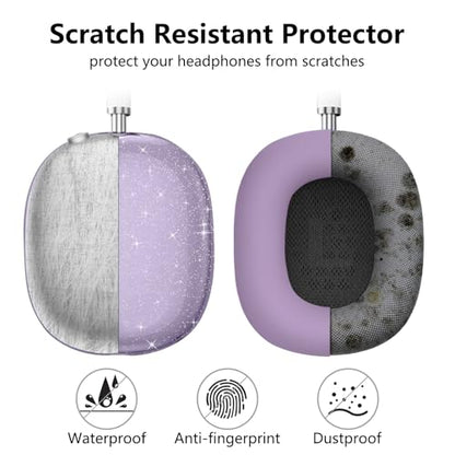 for AirPods Max case Cover,Anti-Scratch Ear Pad Case Cover/Ear Cups Cover/Headband Cover for AirPods Max. Clear Soft TPU and Silicone,Skin Scratch Proof. - color: 3PC-Glitter Purple