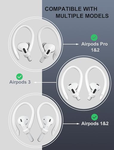 2 Pairs [M&L] Ear Hooks for All AirPods Models. White | Upgraded Anti Slip Sports Clip Hooks, AirPods Pro 3, 2, Pro, AirPods 4, 3, 2 & 1, Friendly to Glasses Wearers - color: White(Middle+Large)
