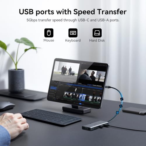 USB C Docking Station Dual Monitor Adapter Laptop Docking Station 3 Monitor | USB C Hub Multiple Adapter Dongle with Dual 2 HDMI 4K+VGA+100W PD Charger+3 USB Port+SD/TF Card Reader for Dell HP Lenovo - size: 4.2inches