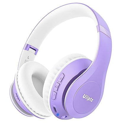 Uliptz Bluetooth Headphones Over Ear, Wireless HiFi Stereo Foldable Headset | 65H Playtime, Bluetooth 6.0, 6 EQ Modes, Built-in Mic, Deep Bass Stereo, Lightweight Design for Home, Office, Travel & PC - color: Purple