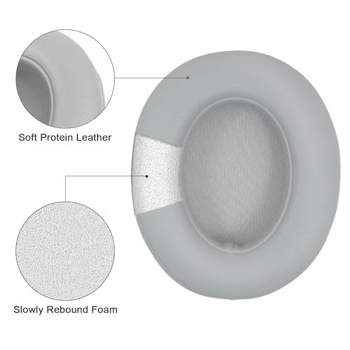 Replacement Ear Pads Cushions Compatible with Beats Studio 3.0/2.0, Headphone Ear Covers with High Density Memory Foam, Soft Leather, Headphones Replacement Earpads. (Light Grey)