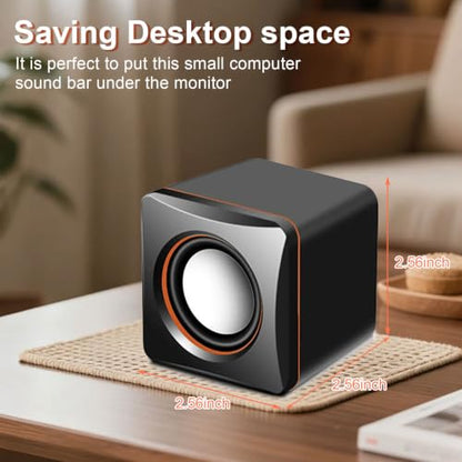 G GENLEAS 1 Pair USB 2.0 Wired Computer Speakers, Mini Desktop Laptop Speakers with Adjustable Volume, 3.5mm AUX Plug Portable Multimedia Stereo Sound Speaker for PC Laptop Tablet Desktop
