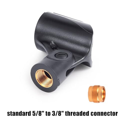 Adjustable Microphone Holder & Microphone Clip, Mic Clip for Microphone Stand, Fits Wireless Handheld Microphones, Includes 5/8" Male to 3/8" Female Thread Adapter, 2 Pack