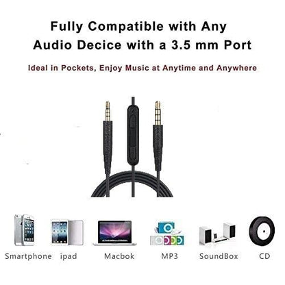 Replacement Audio Cable Cord, Aux Wire 3.5mm to 2.5mm for Bose 700 QuietComfort QC45 QC35II QC35 QC25 OE2 Soundtrue Headphones with in line Mic Volume Control - style: With mic